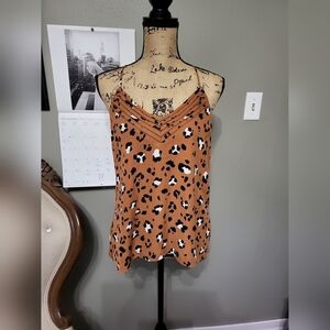 Allison Joy Rust and Black Lined Animal Print Racerback tank M